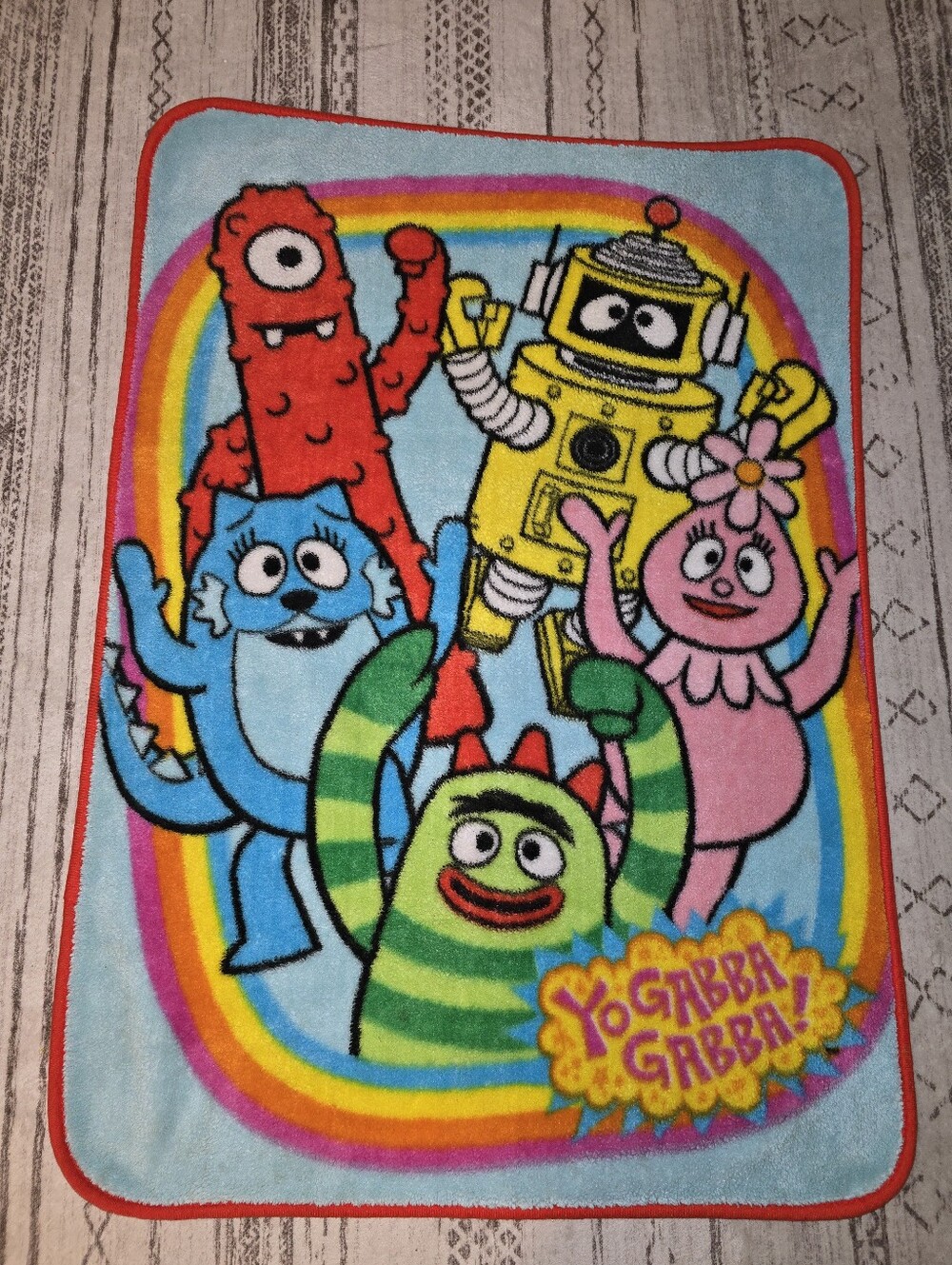 Yo Gabba Gabba Plush Throw Blanket Nickelodeon Preowned Vintage